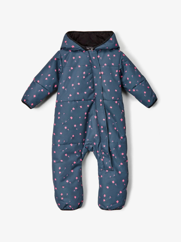 Batolecí zimní kombinéza UNUO Polar, Černá, Květiny Velikost: 74/80