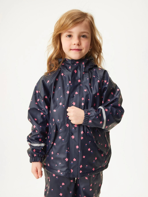 Nepromokavá bunda s fleecem, Květiny - vel. 116/122