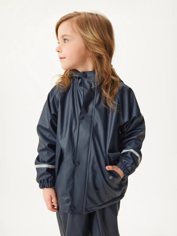 Nepromokavá bunda s fleecem, Tm. Modročerná - vel. 122/128