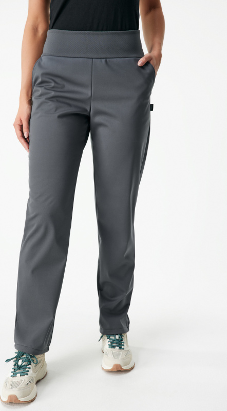 Dámské softshellové kalhoty UNUO s fleecem pružné, Tm. Šedá Velikost: M