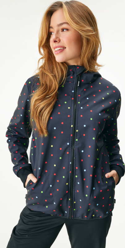 Dámská softshellová bunda UNUO s fleecem Basic, Puntík Velikost: S