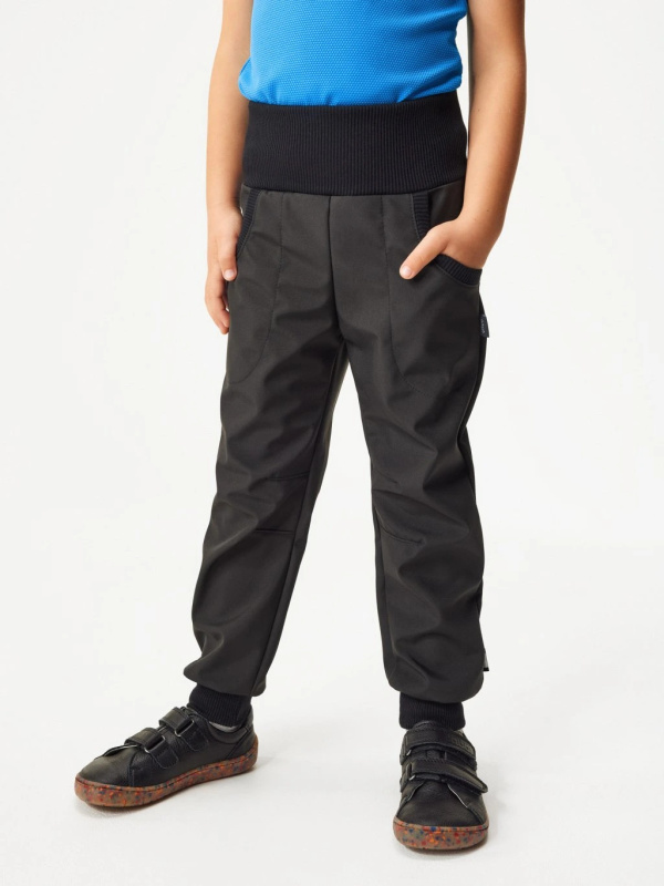 Dětské softshellové kalhoty UNUO bez zateplení Simple, Černá Velikost: 128/134