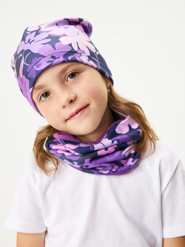 Čepice fleecová Basic, Kytky - vel. M ( 49-52 cm )