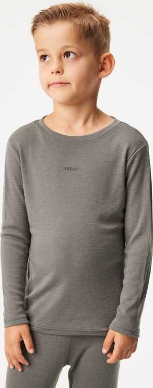 Dětské merino triko UNUO s dlouhým rukávem, Hnědá Velikost: 134/140