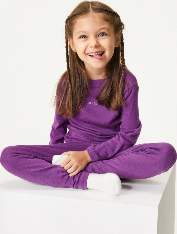 Dětské merino triko UNUO s dlouhým rukávem, Ostružinová Velikost: 158/164