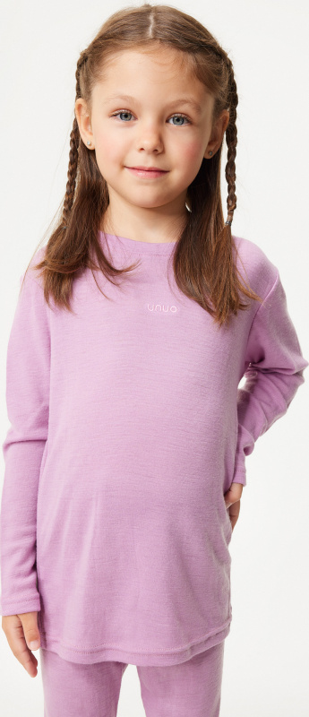 Dětské merino triko UNUO s dlouhým rukávem, Růžová Velikost: 110/116