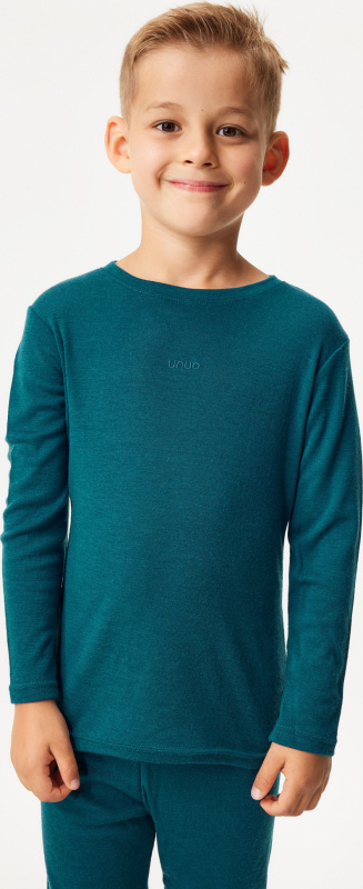 Dětské merino triko UNUO s dlouhým rukávem, Petrolejová Velikost: 98/104