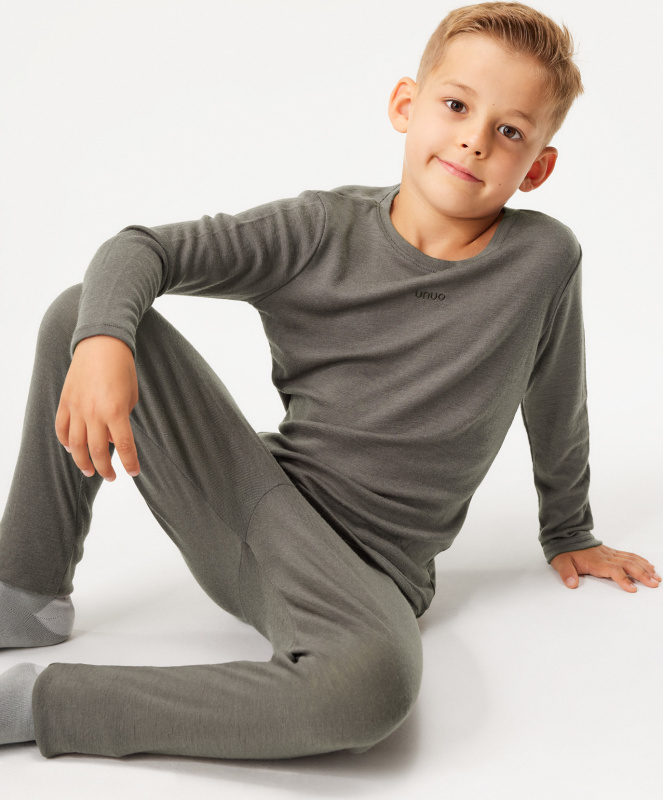 Unuo Dětské merino legíny UNUO, Hnědá Velikost: 110/116