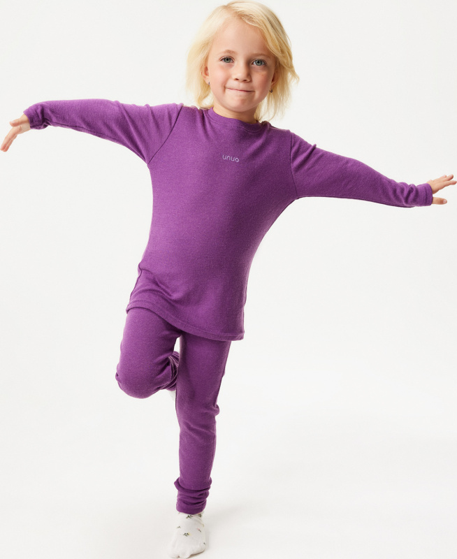 Unuo Dětské merino legíny UNUO, Ostružinová Velikost: 146/152