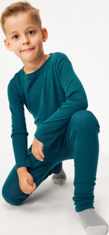 Unuo Dětské merino legíny UNUO, Petrolejová Velikost: 86/92