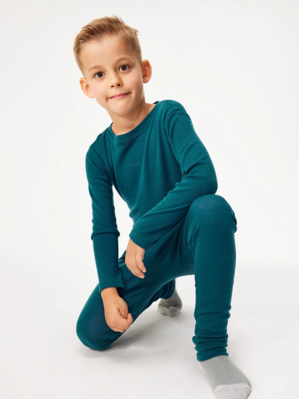 Unuo Dětské merino legíny UNUO, Petrolejová Velikost: 134/140