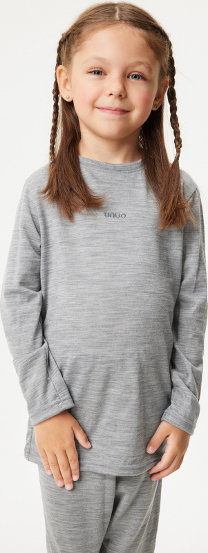 Dětské merino triko UNUO s dlouhým rukávem, Šedá Velikost: 146/152
