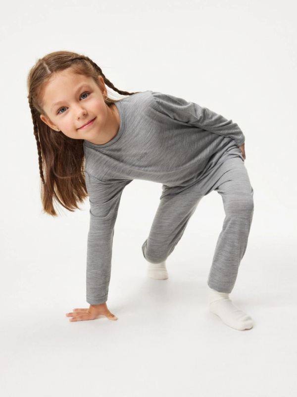 Unuo Dětské merino legíny UNUO, Šedá Velikost: 86/92