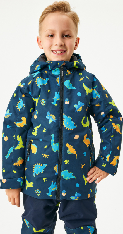 Dětská zimní bunda UNUO Polar, Dinosauři Velikost: 134/140, Věk: 8-10 let