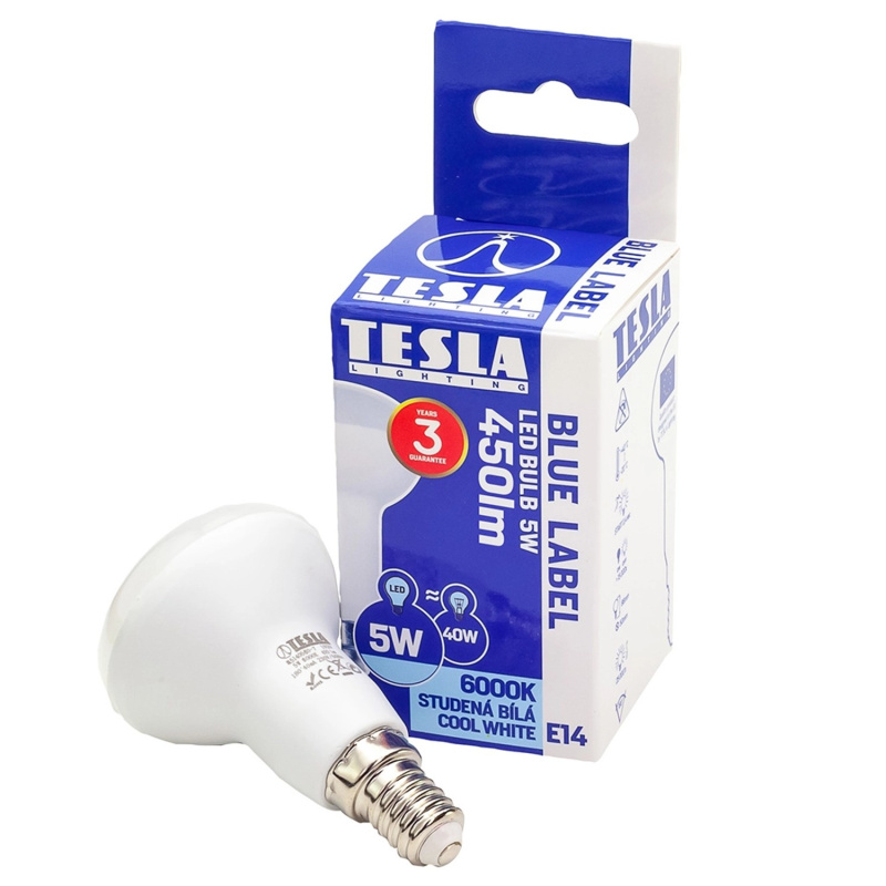 Tesla LED žárovka R50, E14, 5 W, 450 lm, 6 500 K
