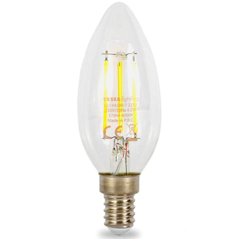 LED žárovka candle svíčka 4.2W E14 4000K 570LM