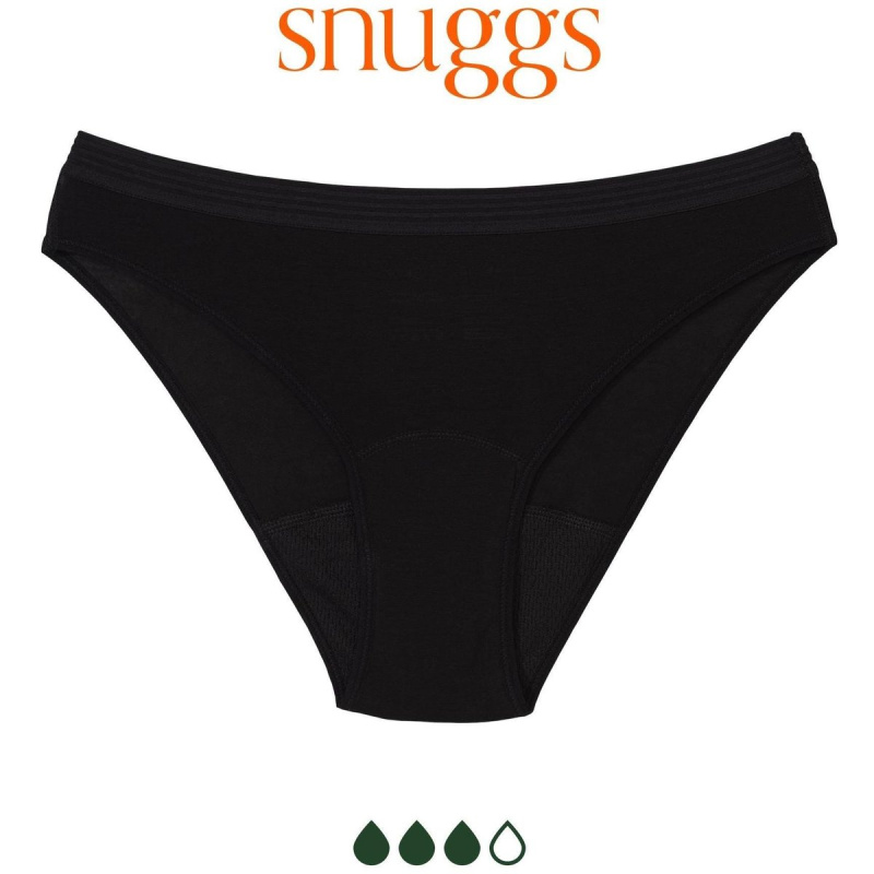 Snuggs Brief Tencel Lyocell Heavy Black menstruační kalhotky velikost S 1 ks