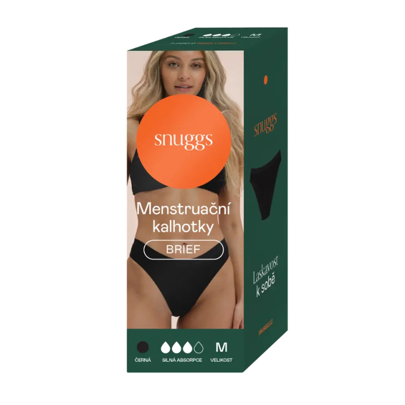 Snuggs Brief Tencel Lyocell Heavy Black menstruační kalhotky velikost M 1 ks