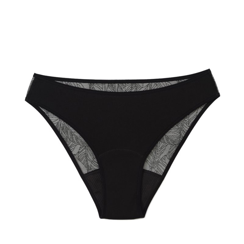 Snuggs Lace Brief Recycled Nylon Black látkové menstruační kalhotky velikost S 1 ks