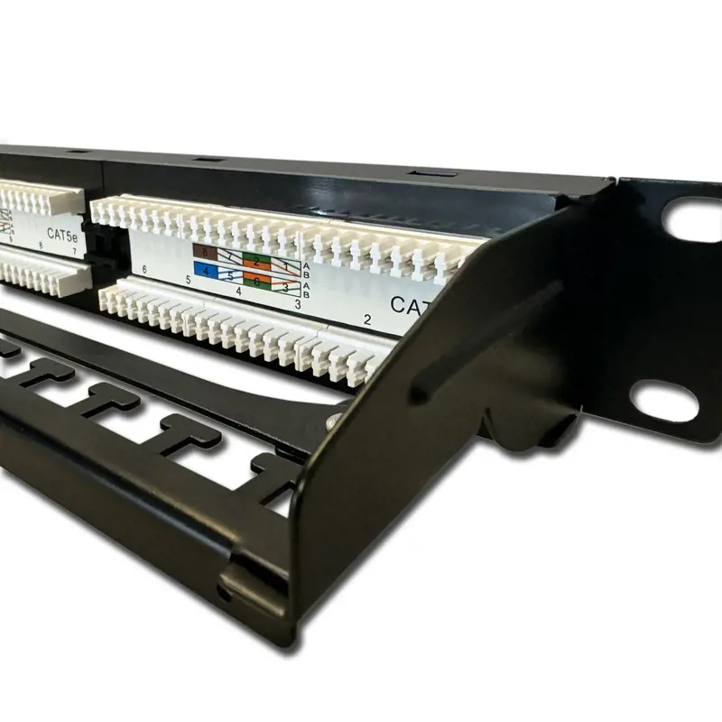 DATACOM Patch panel 19" UTP 24 port CAT5E DUAL 1U BK (4x6p) vyvazovací lišta