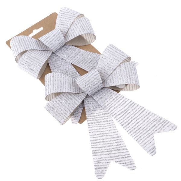 Mašle střední - stříbrný pruh - 2 ks