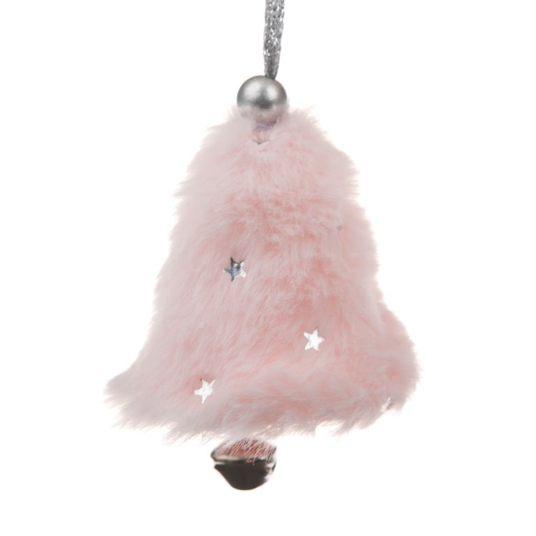 Textilní závěsný zvonek růžový, 8 x 5 cm