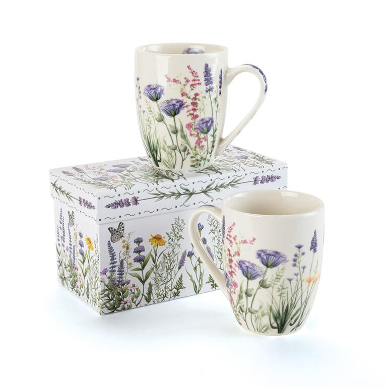 Sada porcelánových hrnků LEVANDULOVÁ ZAHRADA v dárkové krabičče 350 ml 2 ks