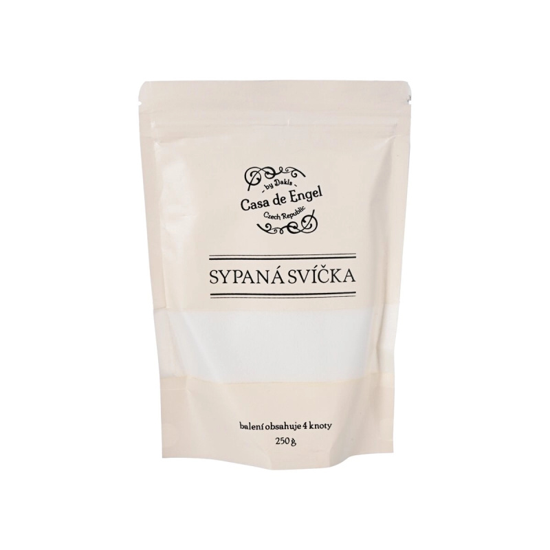 Bílý vosk na sypané svíčky 250 g + 4 knoty