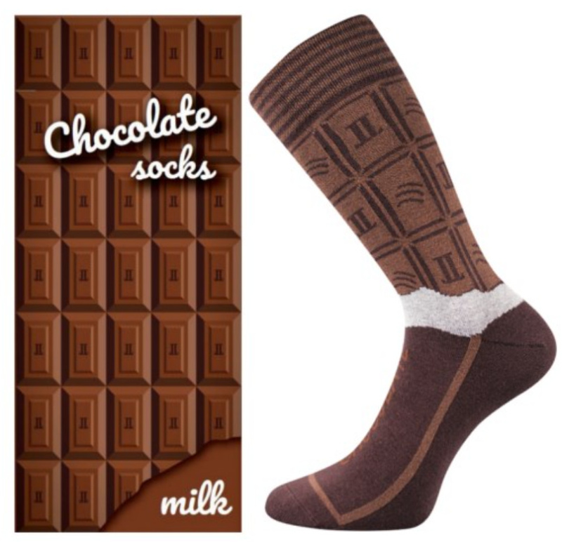 CHOCOLATE sladké veselé ponožky Lonka pánská mléčná