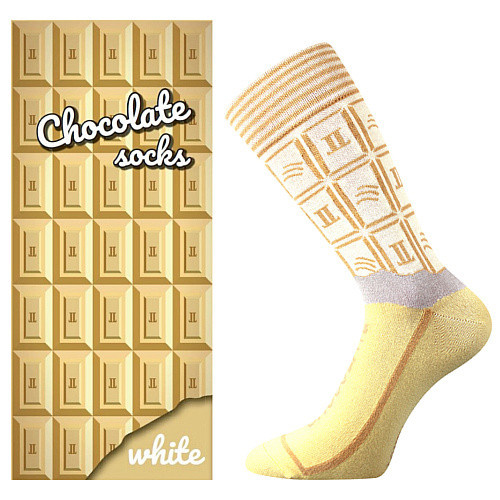 CHOCOLATE sladké veselé ponožky Lonka pánská bílá