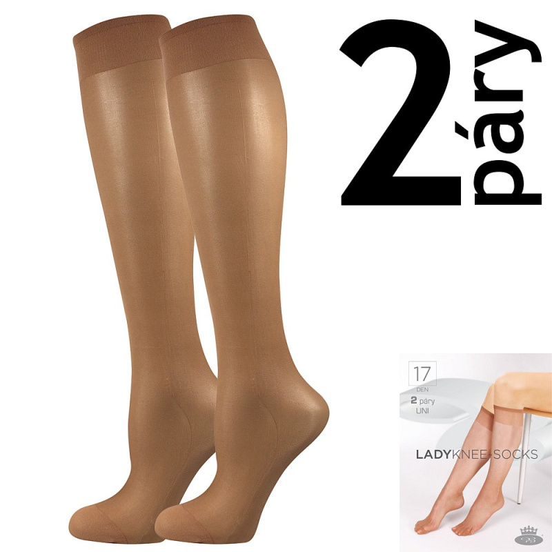 LADY knee-socks 17 DEN punčochové podkolenky Lady B - 12 párů UNI béžová