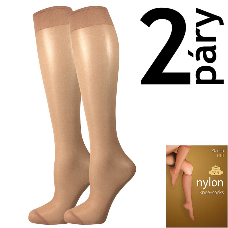NYLON KNEE-SOCKS 20 DEN punčochové podkolenky Lady B - 12 párů UNI béžová