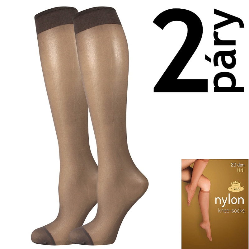 NYLON KNEE-SOCKS 20 DEN punčochové podkolenky Lady B - 12 párů UNI fumo