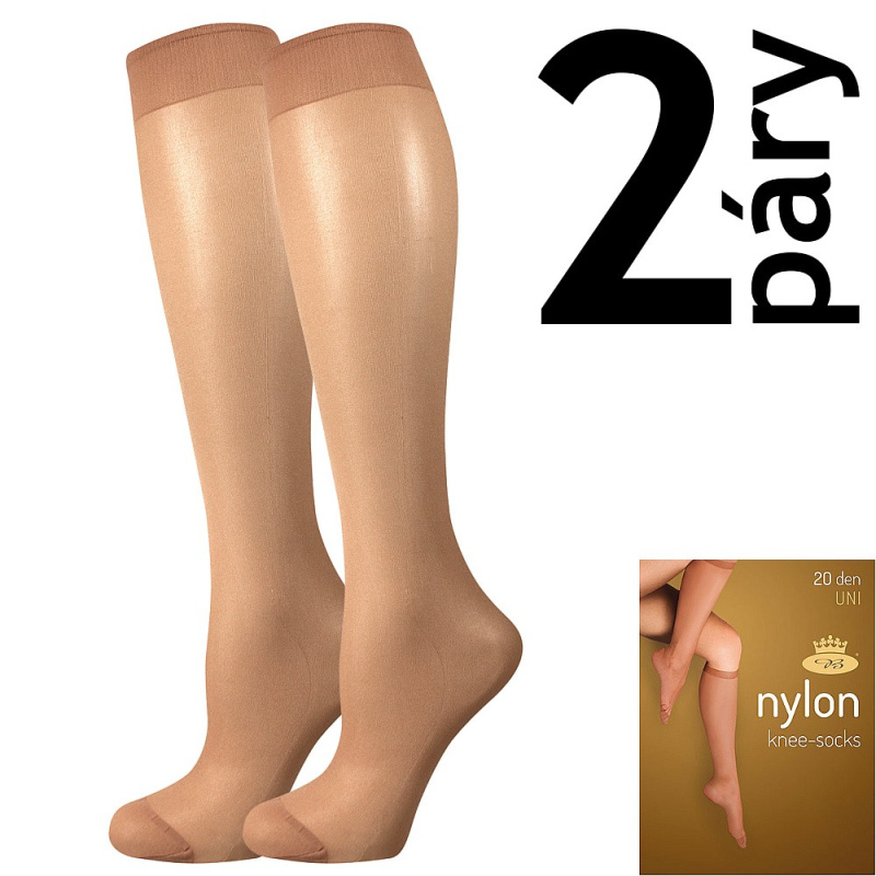NYLON KNEE-SOCKS 20 DEN punčochové podkolenky Lady B - 12 párů UNI zlatá