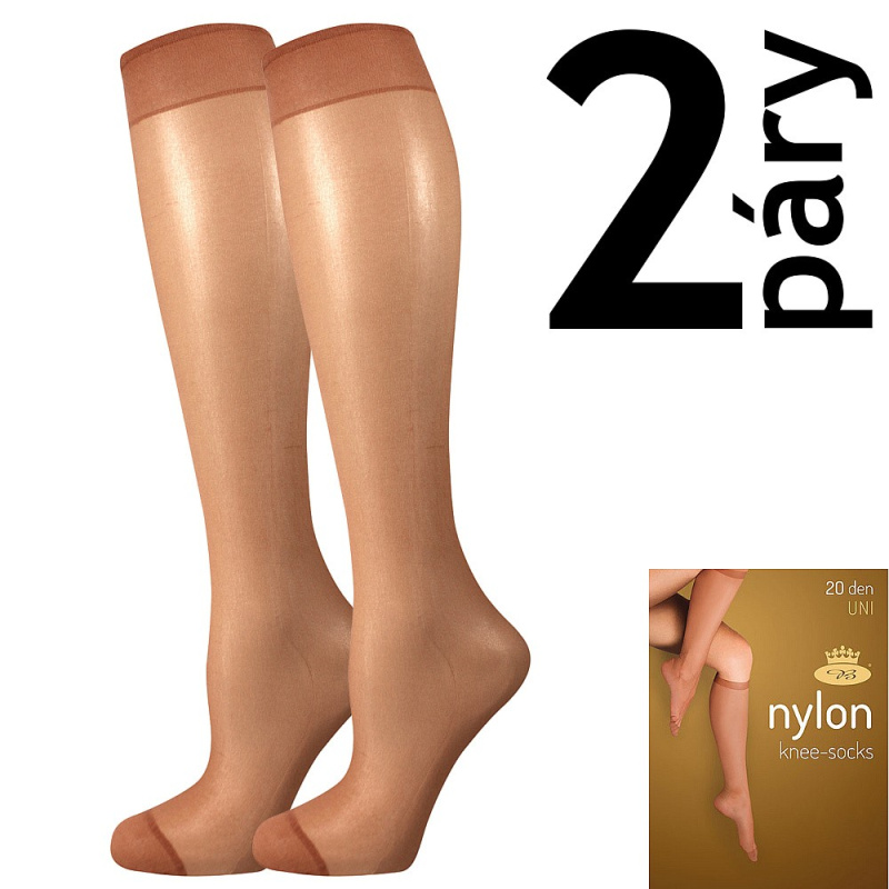 NYLON KNEE-SOCKS 20 DEN punčochové podkolenky Lady B - 12 párů UNI opal