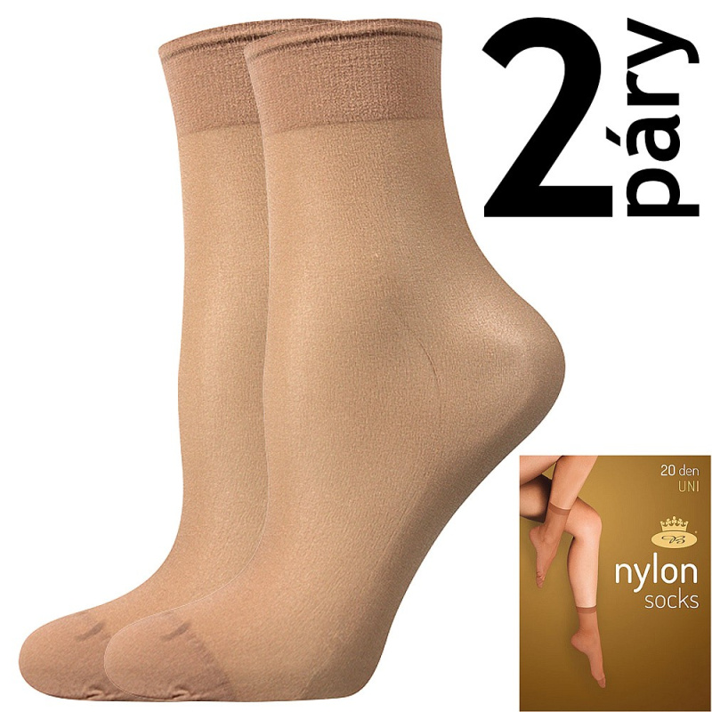 NYLON SOCKS 20 DEN punčochové ponožky Lady B - 12 párů UNI béžová