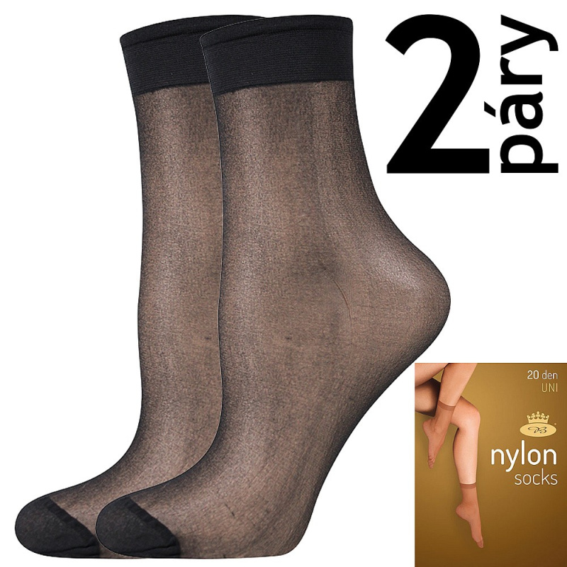 NYLON SOCKS 20 DEN punčochové ponožky Lady B - 12 párů UNI černá