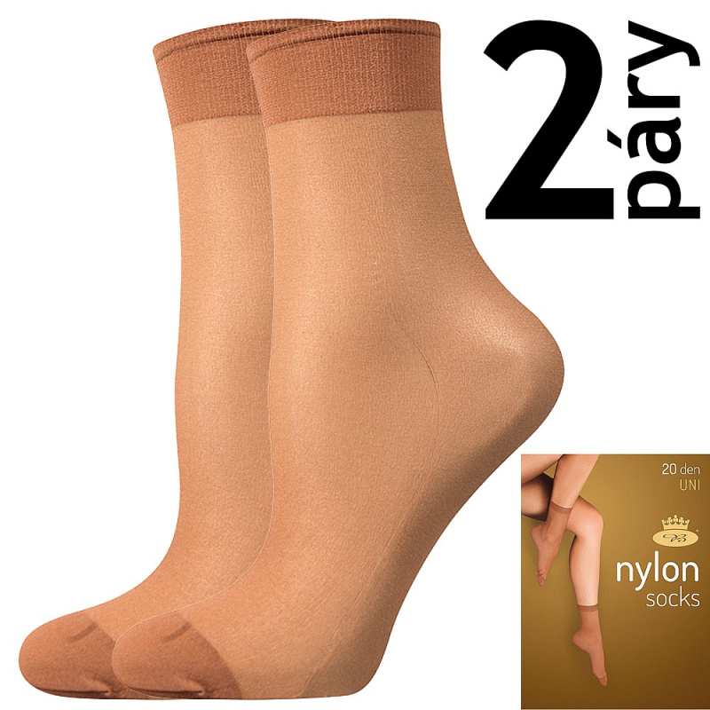 NYLON SOCKS 20 DEN punčochové ponožky Lady B - 12 párů UNI opal