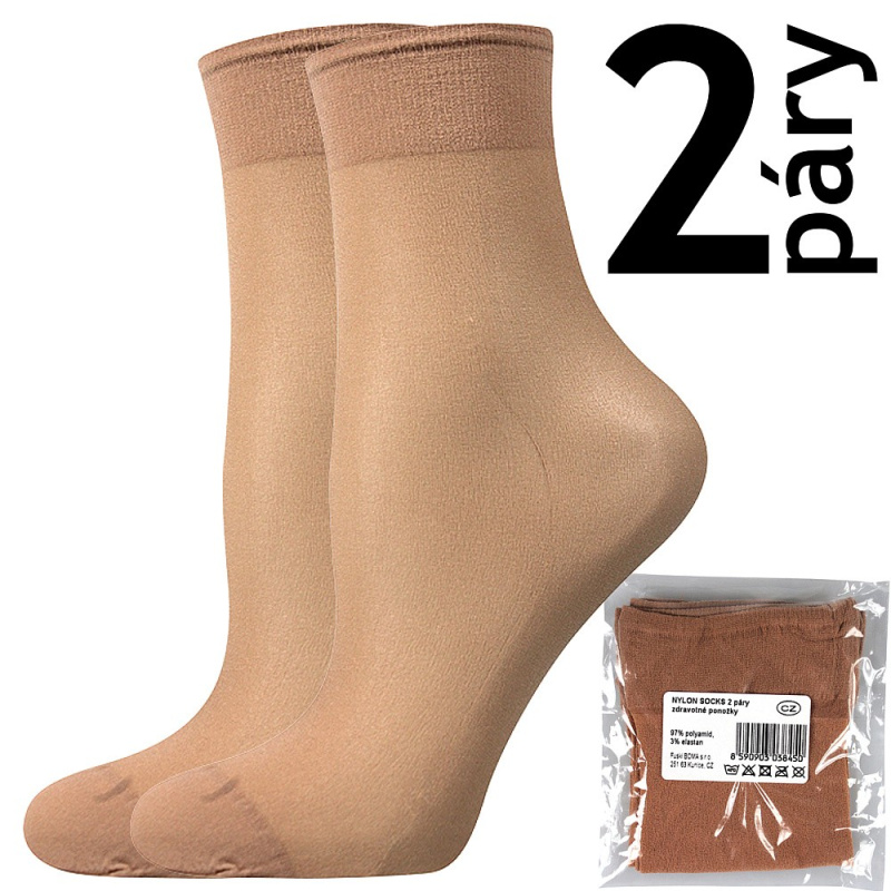 NYLON SOCKS 2 páry 20 DEN punčochové ponožky Lady B - SÁČEK UNI béžová