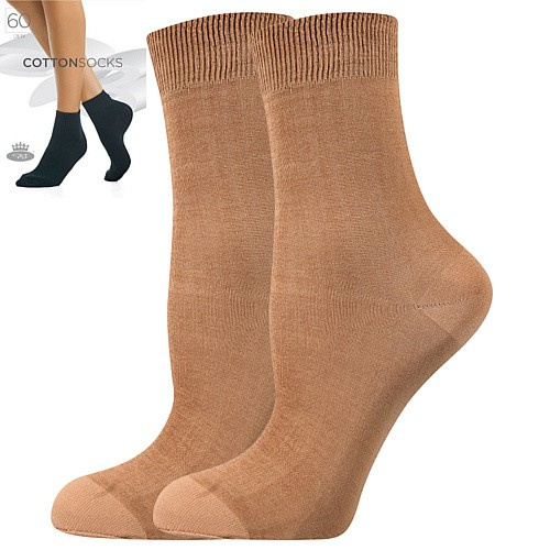 COTTON socks 60 DEN punčochové ponožky Lady B - 6 párů 35-38 béžová