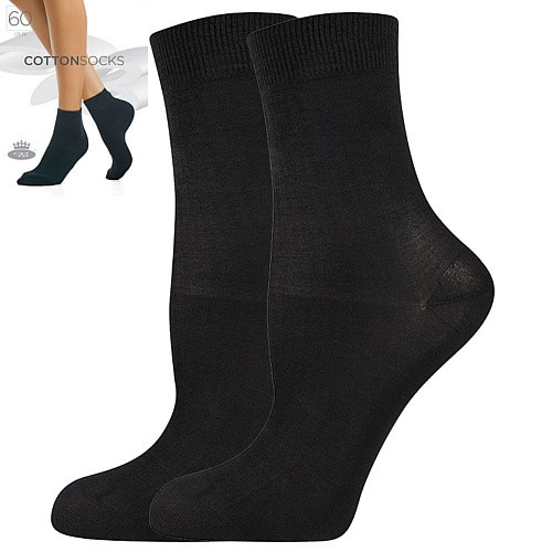 COTTON socks 60 DEN punčochové ponožky Lady B - 6 párů 39-42 černá