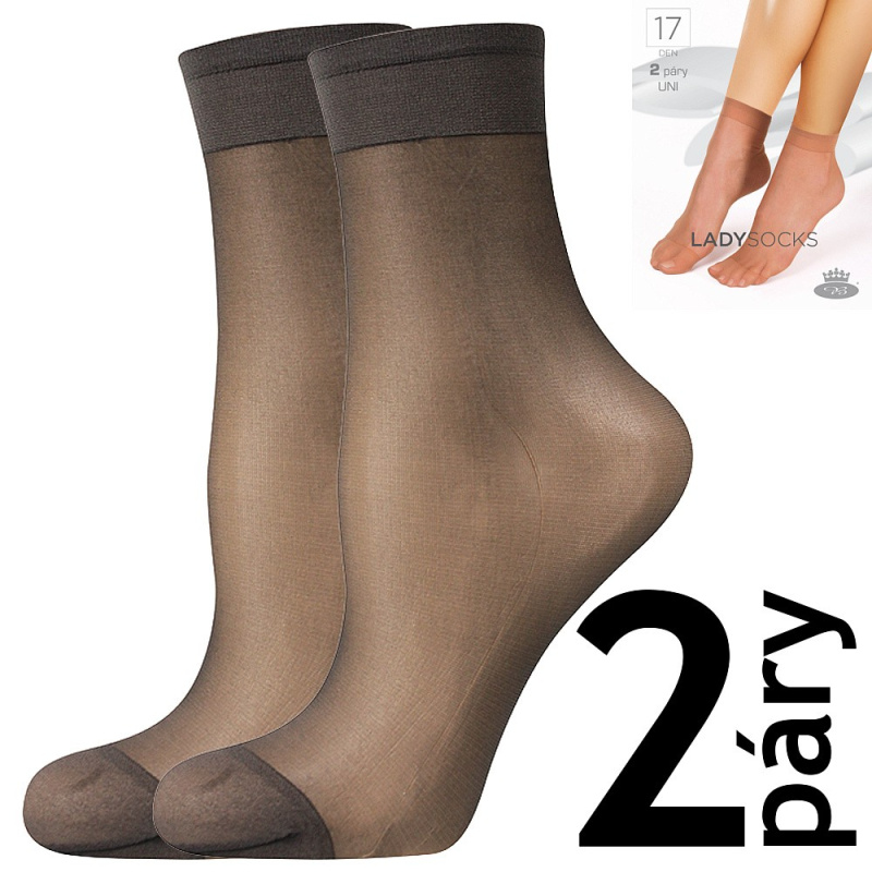 LADY socks 17 DEN punčochové ponožky Lady B - 12 párů UNI fumo