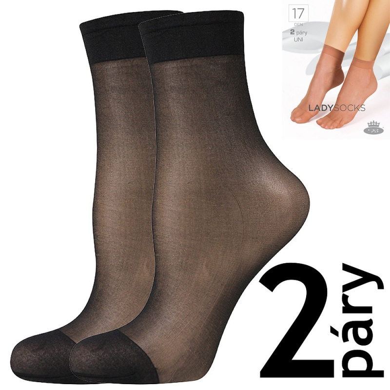 LADY socks 17 DEN punčochové ponožky Lady B - 12 párů UNI černá