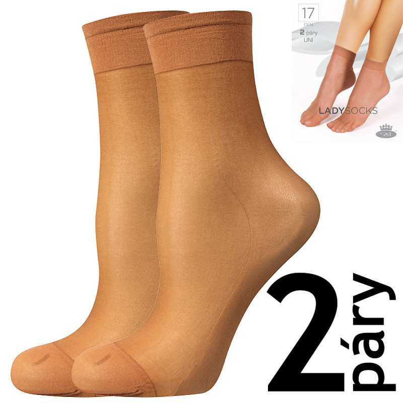 LADY socks 17 DEN punčochové ponožky Lady B - 12 párů UNI opal
