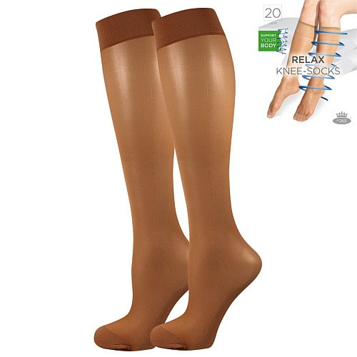 RELAX knee-socks 20 DEN punčochové podkolenky Lady B - 6 párů UNI opal