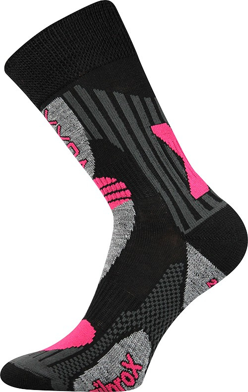 VISION vlněné froté antibakterální ponožky VoXX 39-42 černá / magenta
