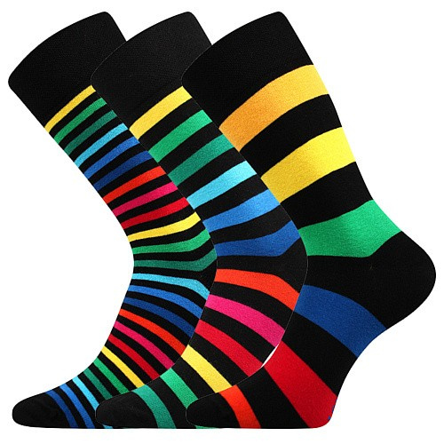 DELINE BLACK barevné trendy ponožky Lonka 39-42 mix barev - černá