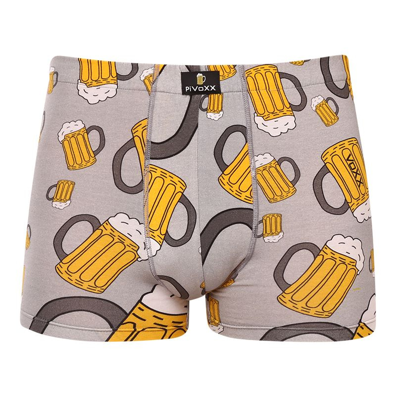 KEVIN pánské pivní elastické boxerky - PiVoXX sv. šedá XL