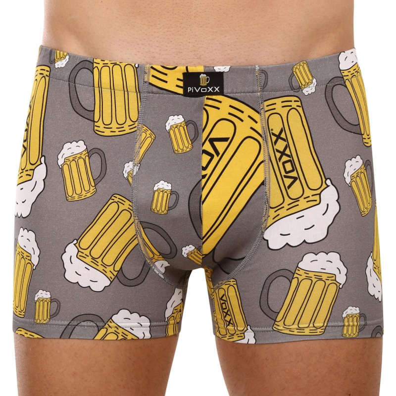 KEVIN pánské pivní elastické boxerky - PiVoXX tm. šedá XL