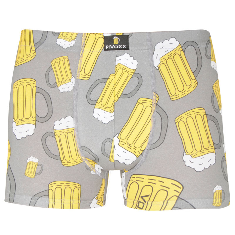 KEVIN pánské pivní elastické boxerky - PiVoXX tm. šedá XXL